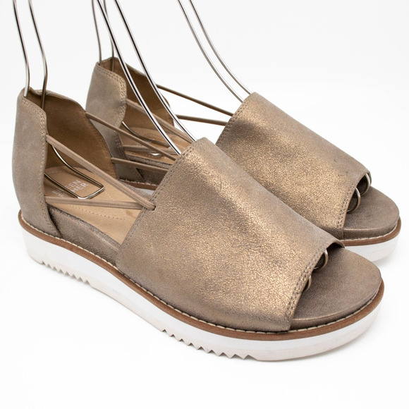Eileen Fisher Ken Nubuck Leather Tan Sandals SIZE 8.5 - Picture 1 of 6